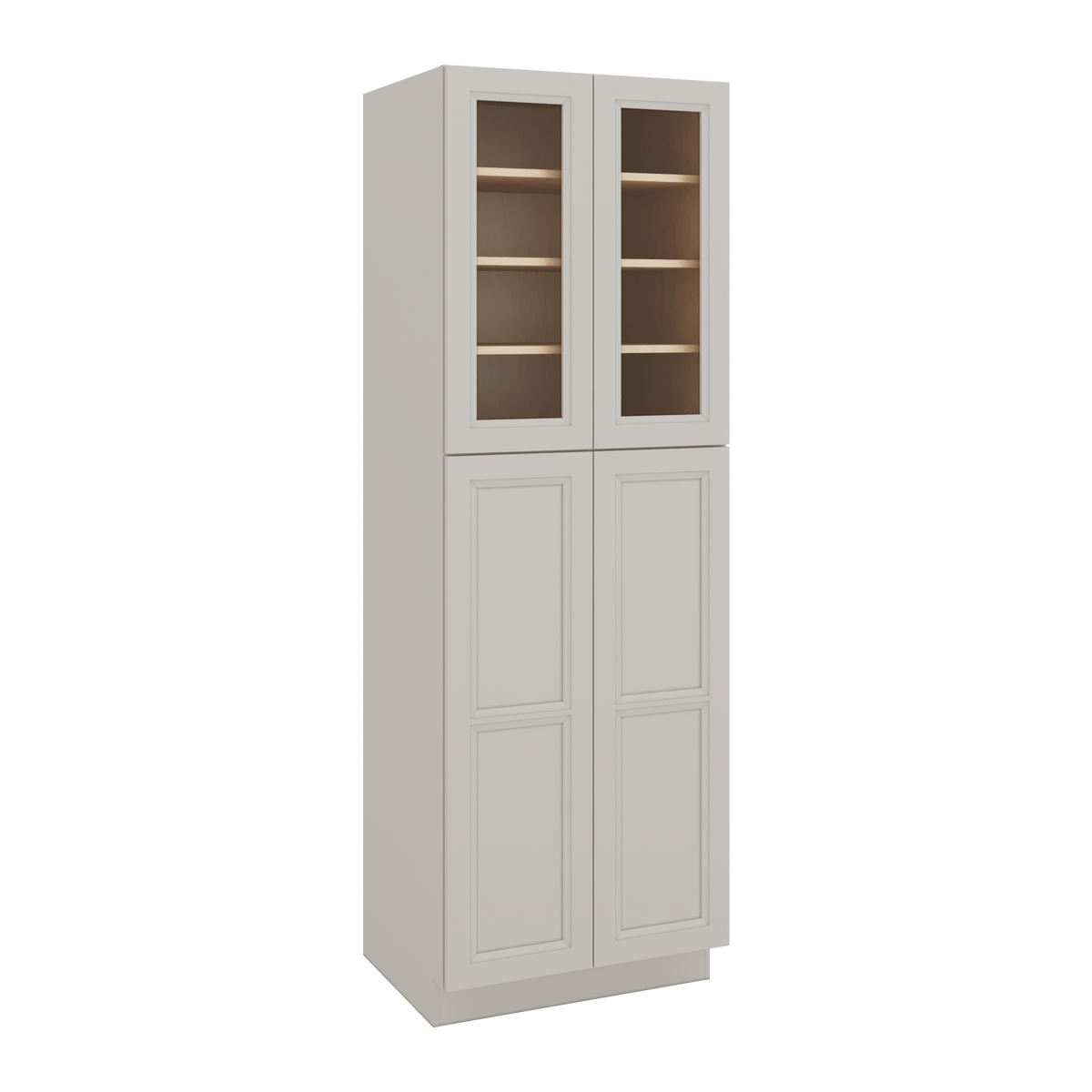 90" Tall Pantry 27LGDS Laguna Gray Double Shaker Glass Ready Cabinet 18", 24" & 30" Wide