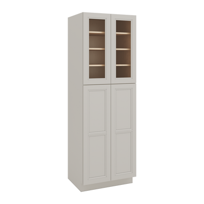 90" Tall Pantry 27LGDS Laguna Gray Double Shaker Glass Ready Cabinet 18", 24" & 30" Wide