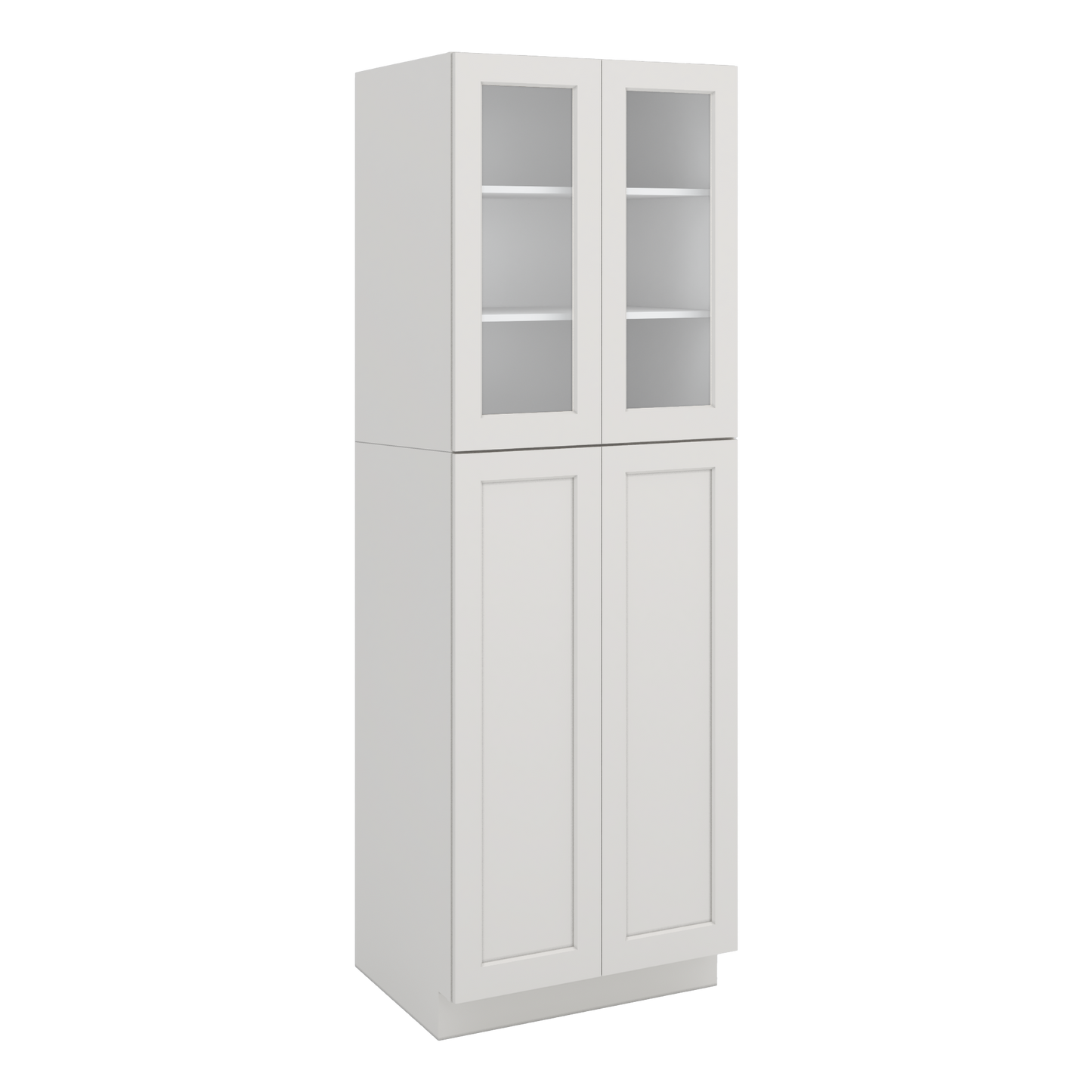 90" Tall Pantry 2WS White Shaker 1-1/4" Overlay Glass Ready Cabinet 18", 24" & 30" Wide