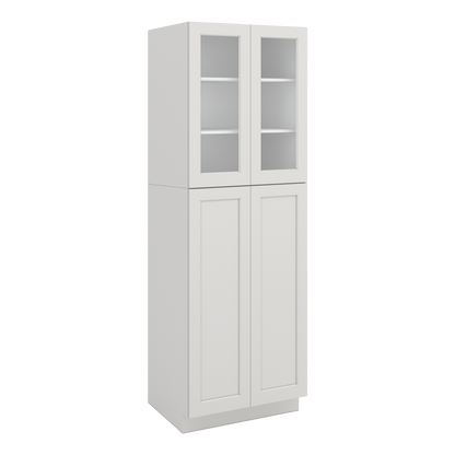 90" Tall Pantry 2WS White Shaker 1-1/4" Overlay Glass Ready Cabinet 18", 24" & 30" Wide