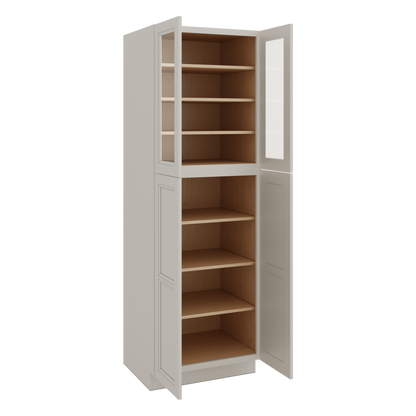 90" Tall Pantry 27LGDS Laguna Gray Double Shaker Glass Ready Cabinet 18", 24" & 30" Wide