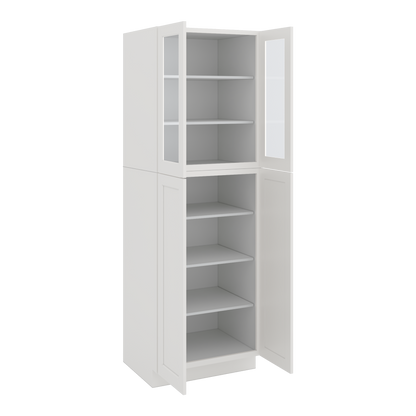 90" Tall Pantry 2WS White Shaker 1-1/4" Overlay Glass Ready Cabinet 18", 24" & 30" Wide