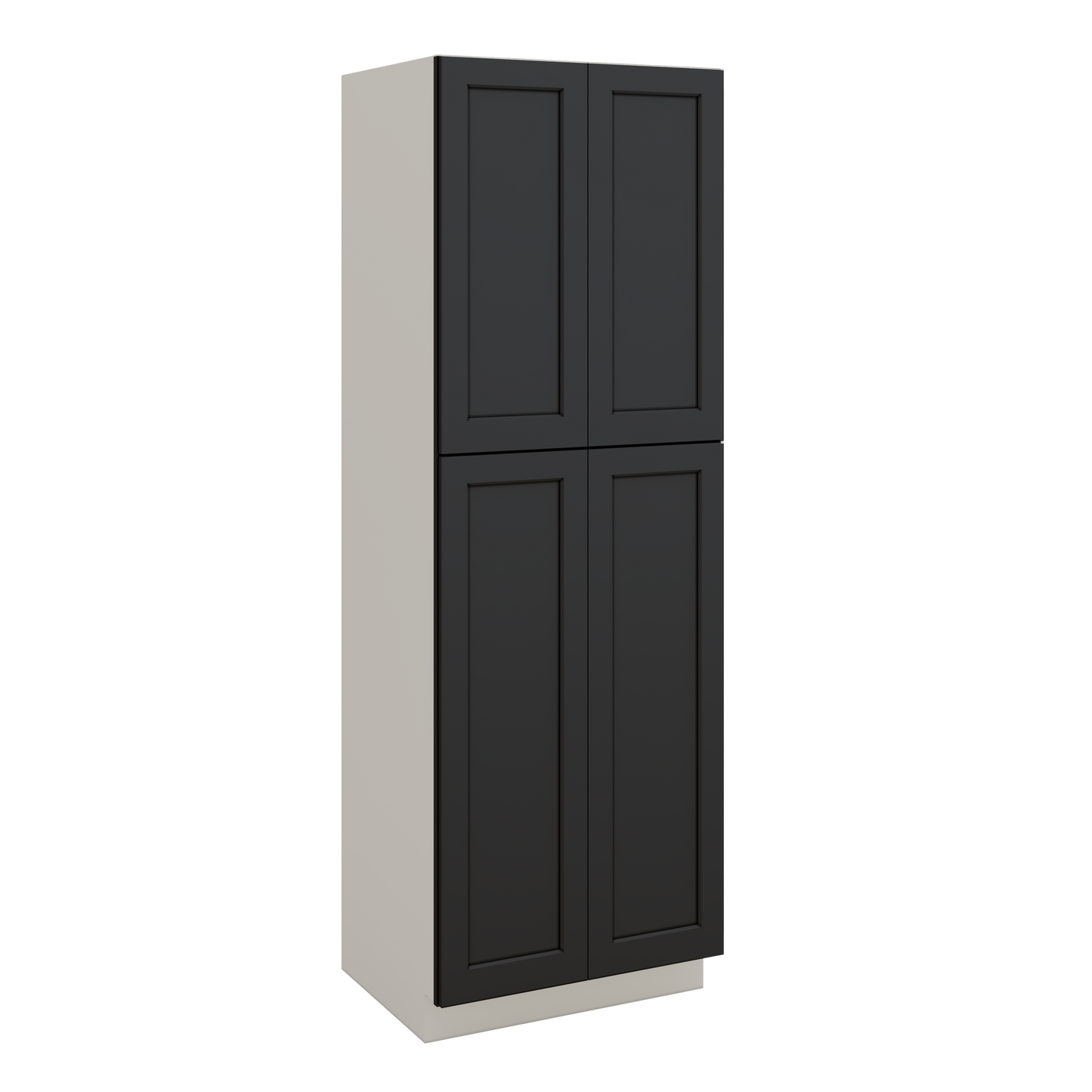 90" Tall Pantry 15HNS Hermosa Noir Black Shaker 1-1/4" Overlay Cabinet 18", 24" & 30" Wide