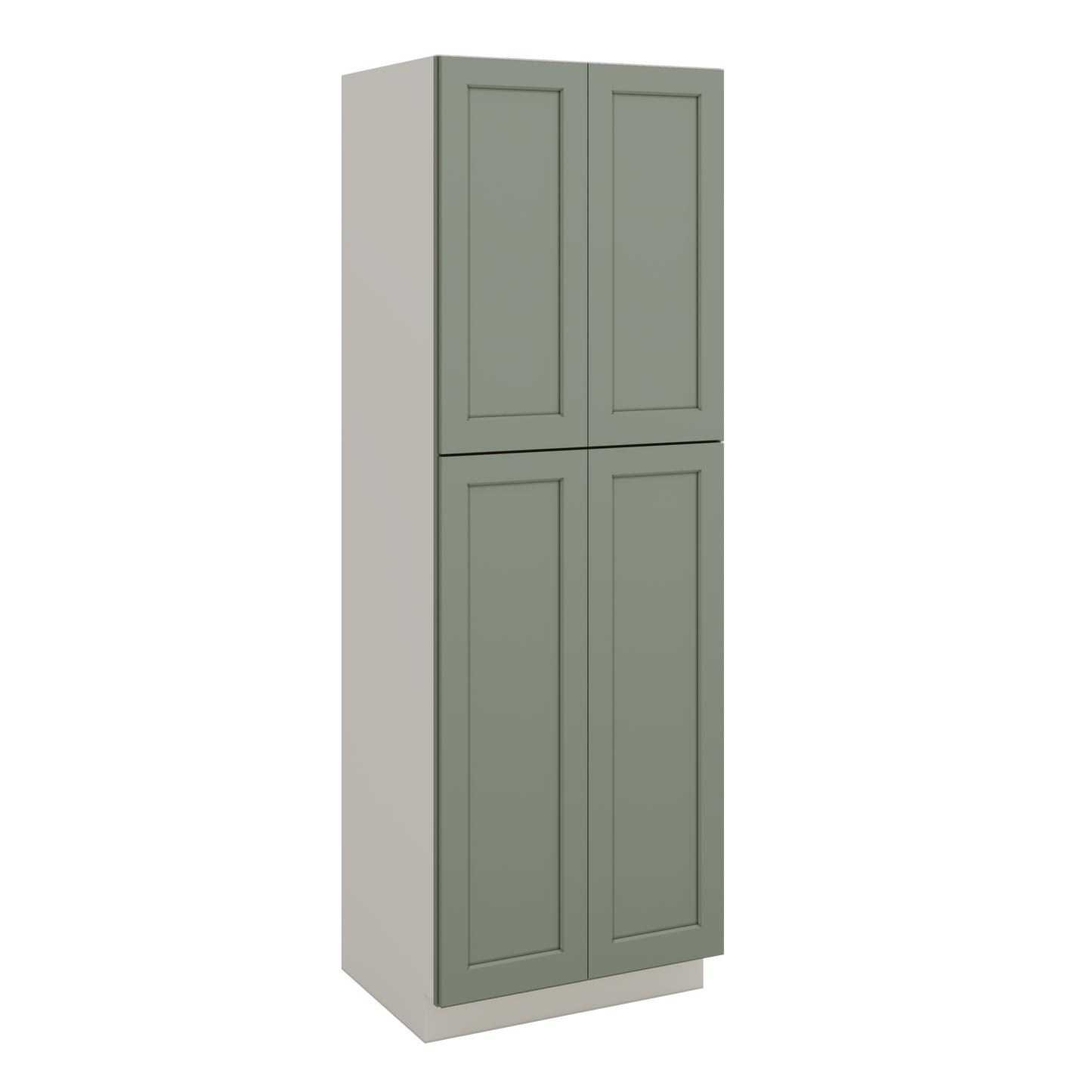 90" Tall Pantry Green Shaker 1-1/4" Overlay Cabinet 18", 24" & 30" Wide