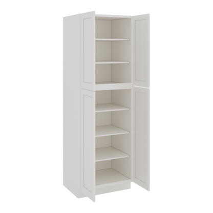 90" Tall Pantry 2WS White Shaker 1-1/4" Overlay Cabinet 18", 24" & 30" Wide