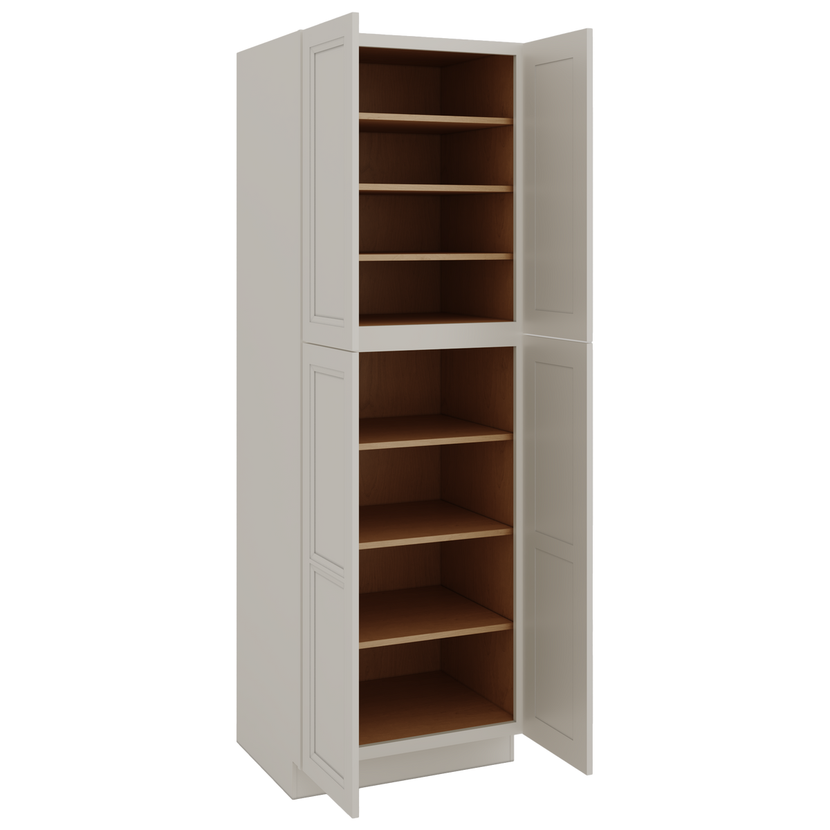90" Tall Pantry 27LGDS Laguna Gray Double Shaker Cabinet 18", 24" & 30" Wide