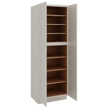 90" Tall Pantry 27LGDS Laguna Gray Double Shaker Cabinet 18", 24" & 30" Wide