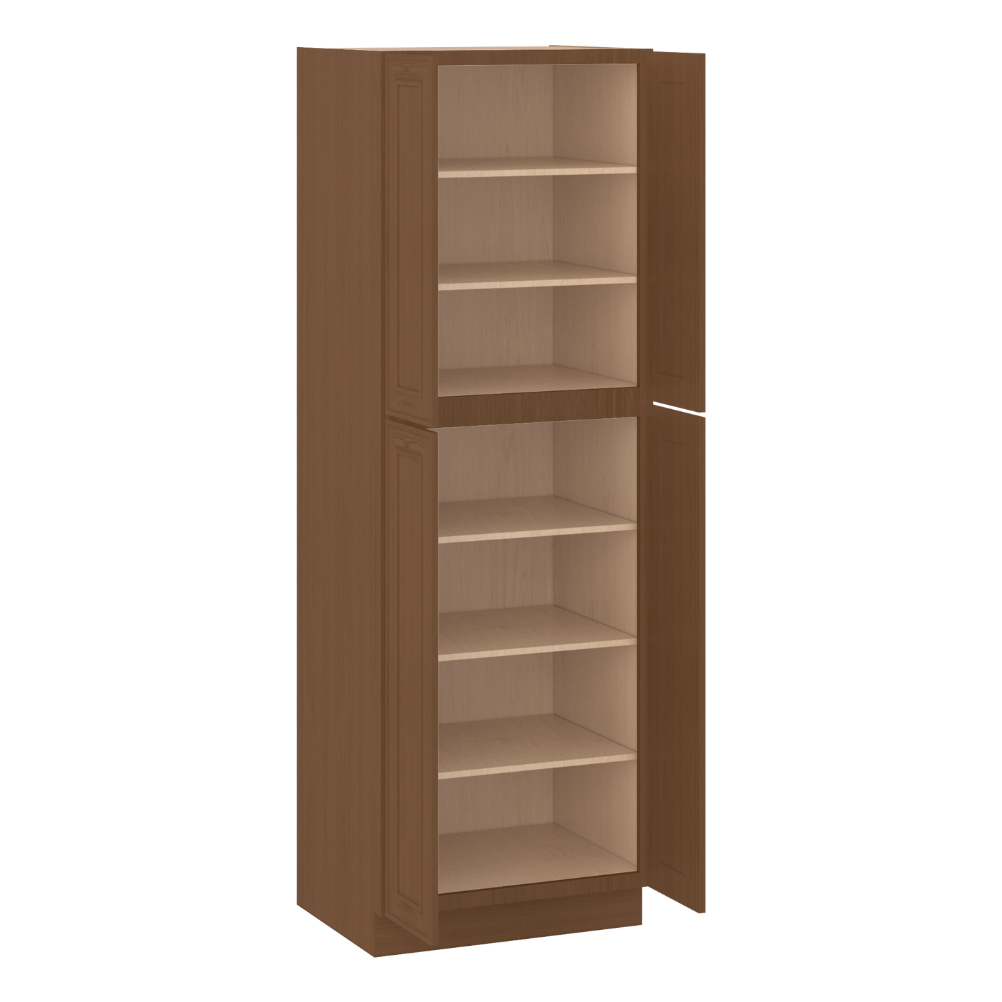 90" Tall Pantry 18", 24", 30" & 36" Wide Elegant Craftsman Mocha Shaker 1-1/4" Overlay Cabinet
