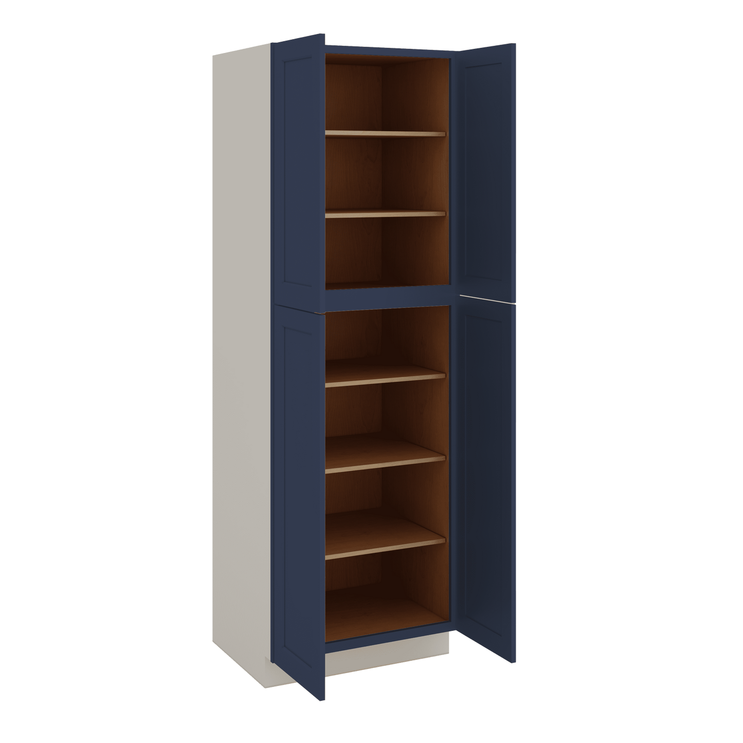 90" Tall Pantry NB29- Naval Blue Shaker 1-1/4" Overlay Cabinet 18", 24" & 30" Wide