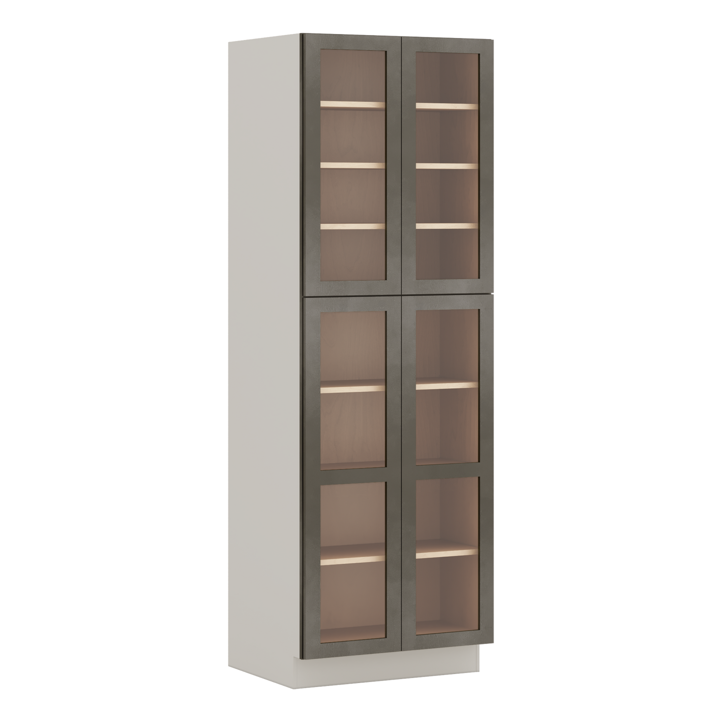 90" Tall Pantry Huntington Cinder Double Shaker Glass Ready Wall Cabinet 18", 24" & 30" Wide