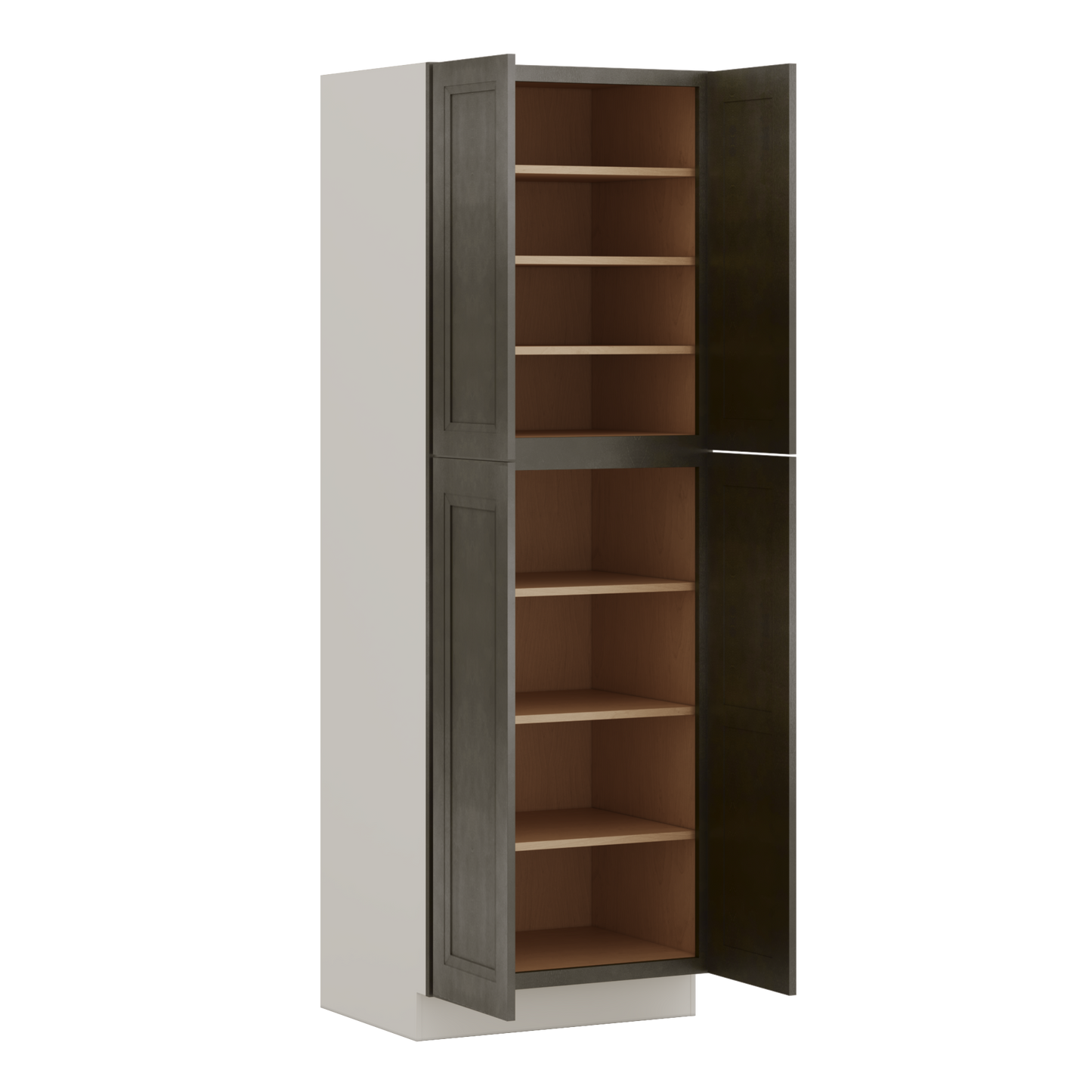 90" Tall Pantry Huntington Cinder Double Shaker Cabinet 18", 24" & 30" Wide