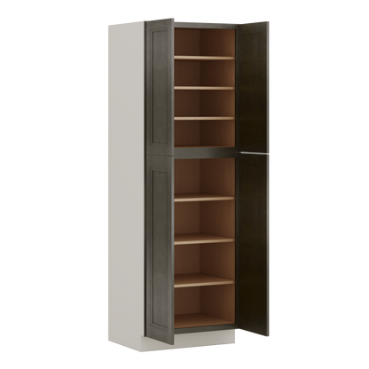 90" Tall Pantry Huntington Cinder Double Shaker Cabinet 18", 24" & 30" Wide