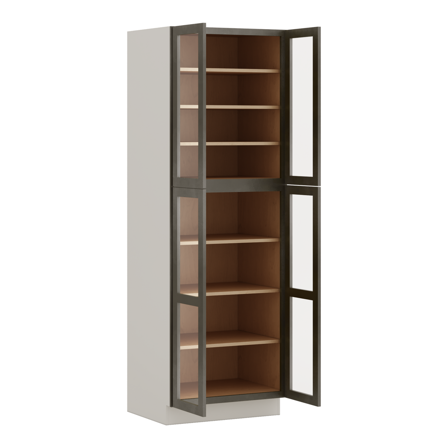 90" Tall Pantry Huntington Cinder Double Shaker Glass Ready Wall Cabinet 18", 24" & 30" Wide