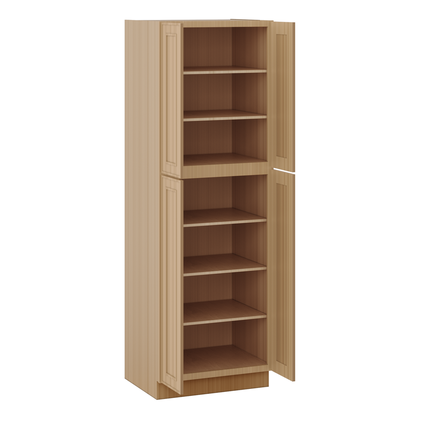 90" Tall Pantry 18", 24", 30" & 36" Wide Elegant Oak Craftsman Shaker 1-1/4" Overlay Cabinet
