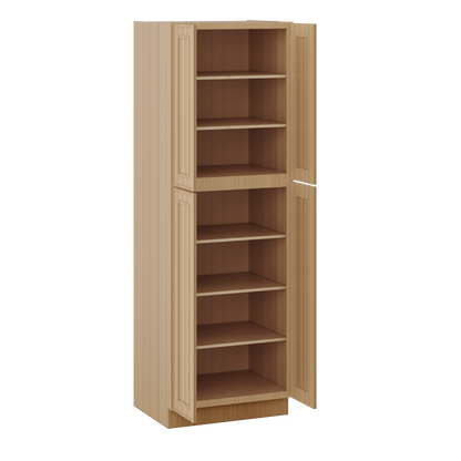 90" Tall Pantry 18", 24", 30" & 36" Wide Elegant Oak Craftsman Shaker 1-1/4" Overlay Cabinet