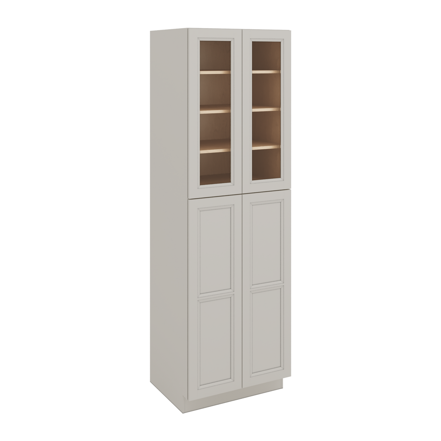 96" Tall Pantry 27LGDS Laguna Gray Double Shaker Glass Ready Cabinet 18", 24" & 30" Wide