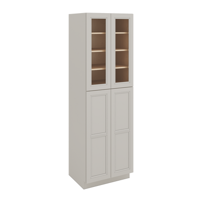96" Tall Pantry 27LGDS Laguna Gray Double Shaker Glass Ready Cabinet 18", 24" & 30" Wide