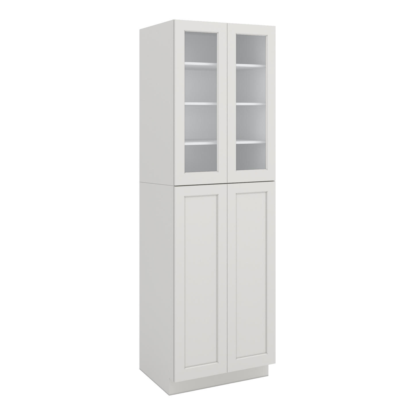96" Tall Pantry 2WS White Shaker 1-1/4" Overlay Glass Ready Cabinet 18", 24" & 30" Wide