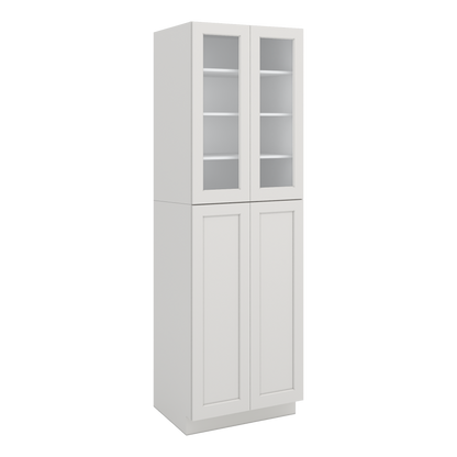 96" Tall Pantry 2WS White Shaker 1-1/4" Overlay Glass Ready Cabinet 18", 24" & 30" Wide