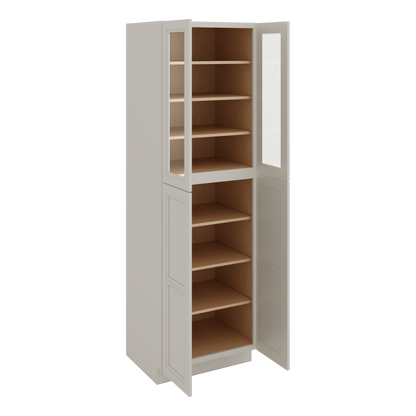 96" Tall Pantry 27LGDS Laguna Gray Double Shaker Glass Ready Cabinet 18", 24" & 30" Wide