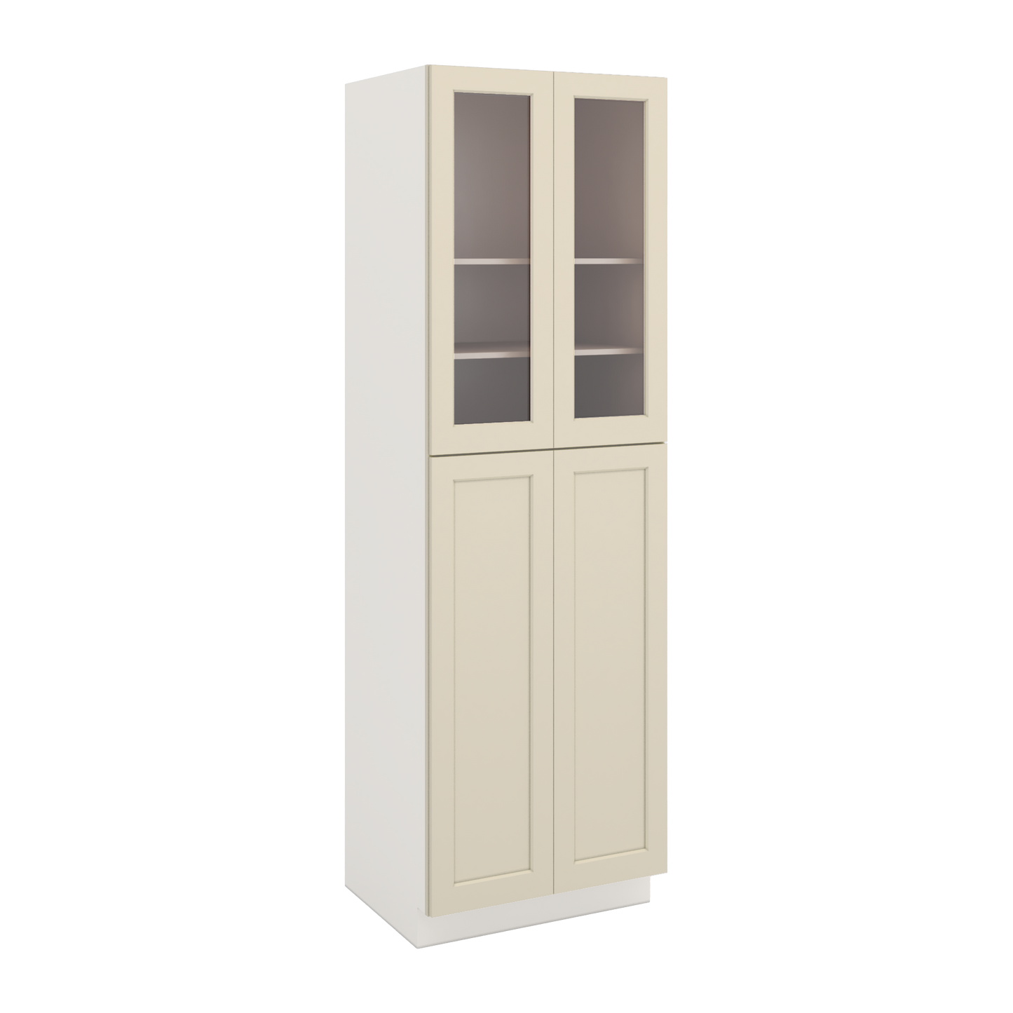 96" Tall Pantry Manhattan Cream Shaker 1-1/4" Overlay Glass Ready Wall Cabinet 18", 24" & 30" Wide
