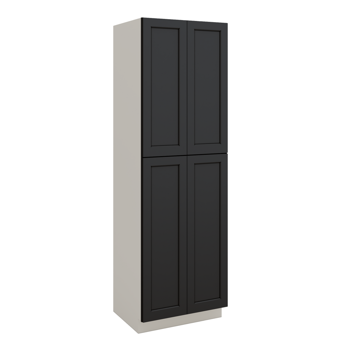 96" Tall Pantry 15HNS Hermosa Noir Black Shaker 1-1/4" Overlay Cabinet 18", 24" & 30" Wide