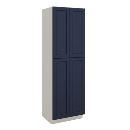 96" Tall Pantry NB29 Naval Blue Shaker 1-1/4" Overlay Cabinet 18", 24" & 30" Wide