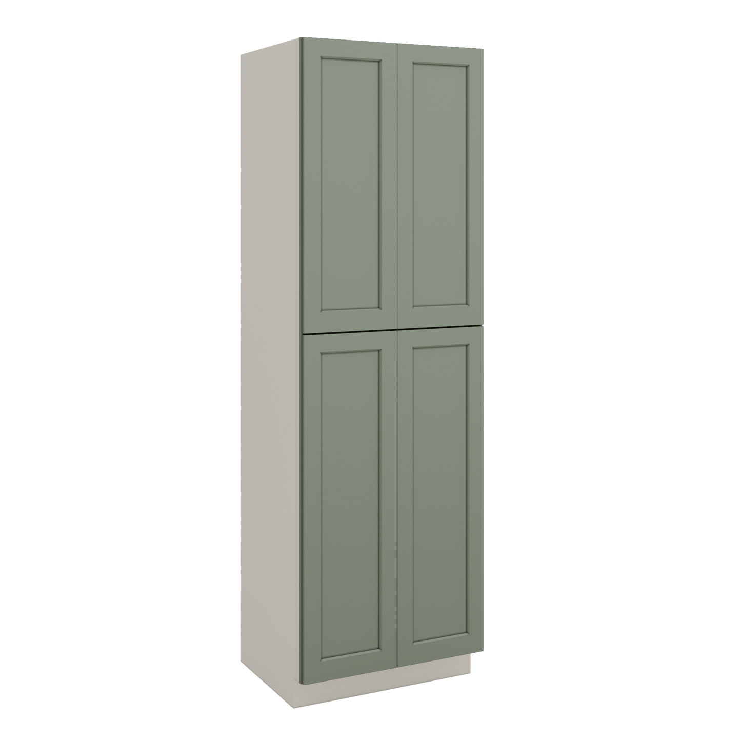 96" Tall Pantry Green Shaker 1-1/4" Overlay Cabinet 18", 24" & 30" Wide