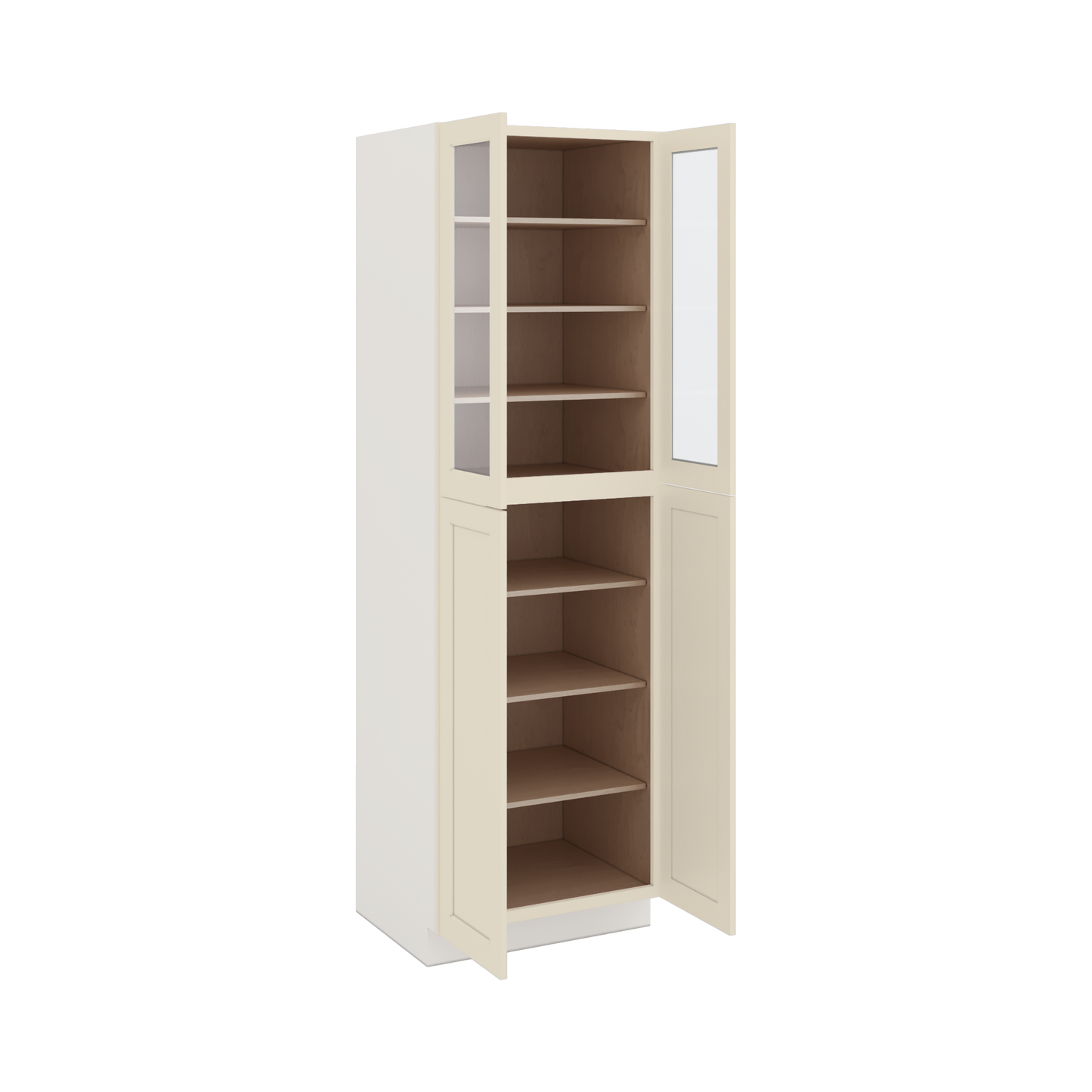 96" Tall Pantry Manhattan Cream Shaker 1-1/4" Overlay Glass Ready Wall Cabinet 18", 24" & 30" Wide