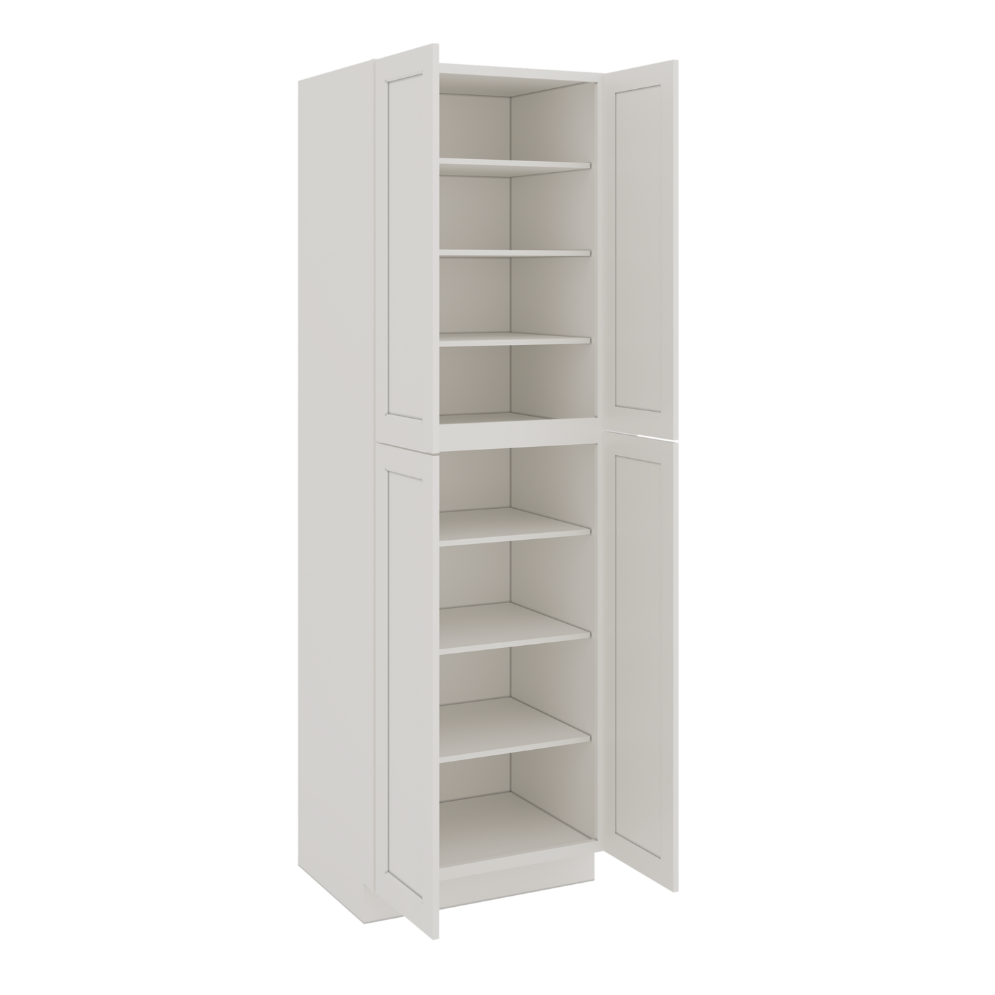 96" Tall Pantry 2WS White Shaker 1-1/4" Overlay Cabinet 18", 24" & 30" Wide