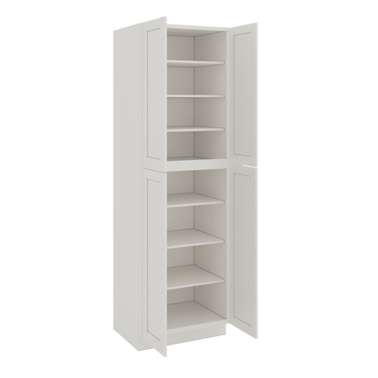 96" Tall Pantry 2WS White Shaker 1-1/4" Overlay Cabinet 18", 24" & 30" Wide