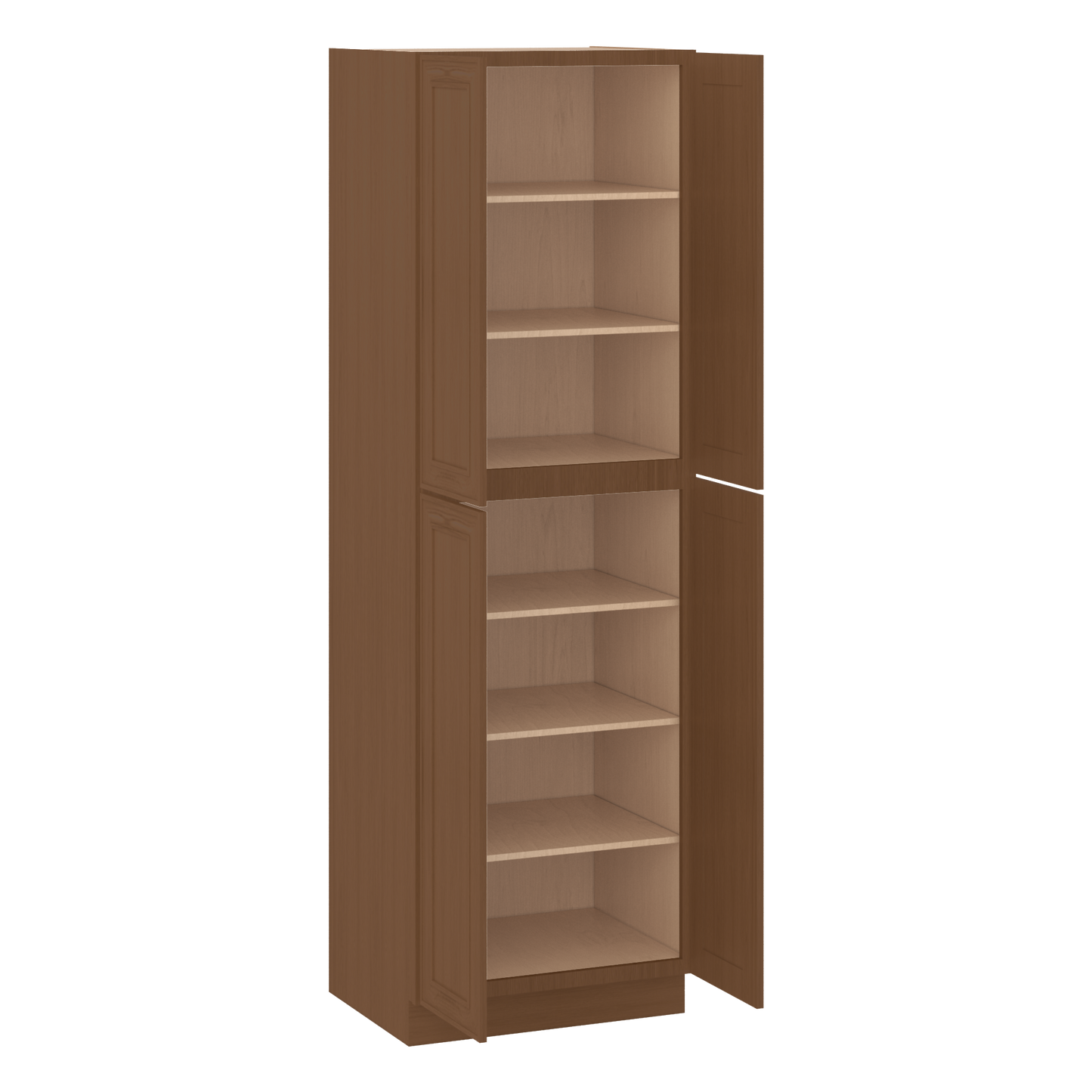 96" Tall Pantry Elegant Craftsman Mocha Shaker 1-1/4" Overlay Cabinet 18", 24" & 30" Wide