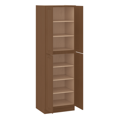 96" Tall Pantry Elegant Craftsman Mocha Shaker 1-1/4" Overlay Cabinet 18", 24" & 30" Wide