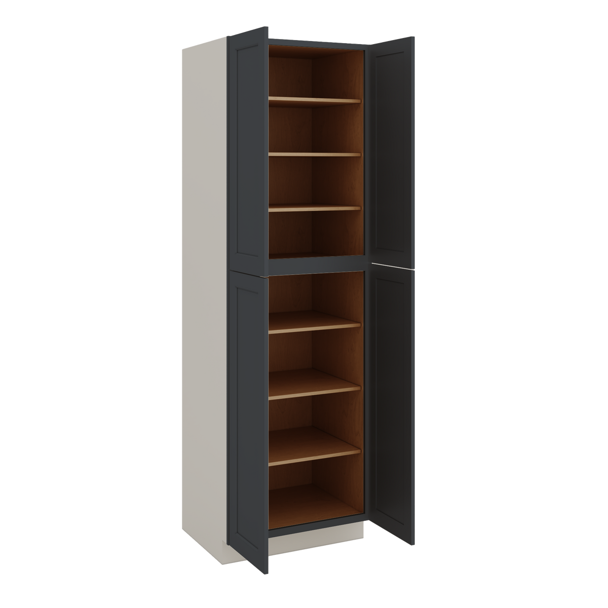 96" Tall Pantry 15HNS Hermosa Noir Black Shaker 1-1/4" Overlay Cabinet 18", 24" & 30" Wide