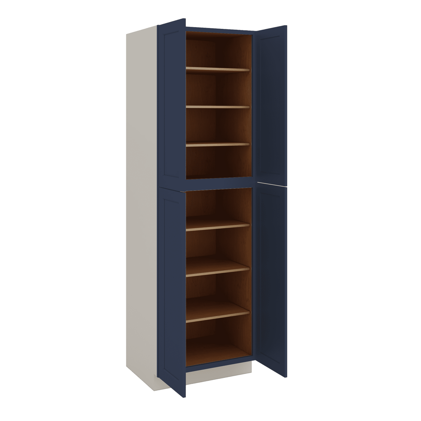 96" Tall Pantry NB29 Naval Blue Shaker 1-1/4" Overlay Cabinet 18", 24" & 30" Wide