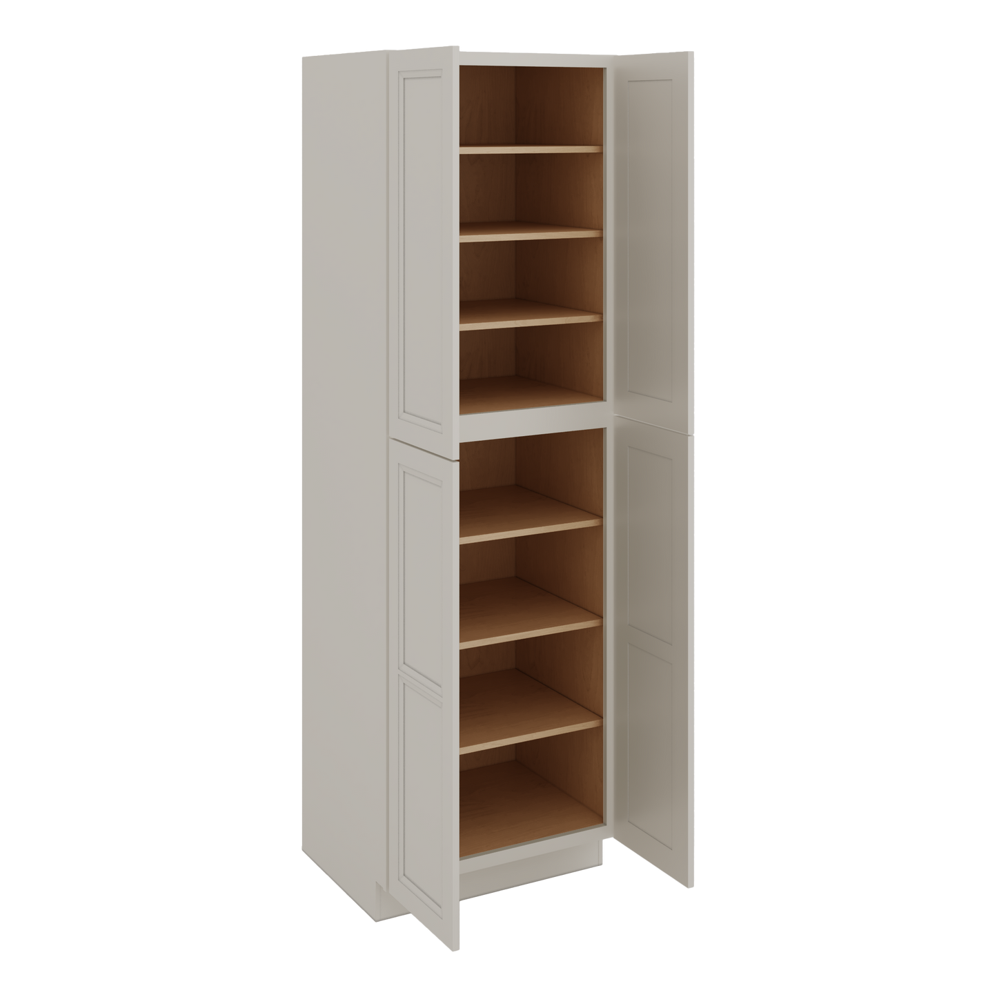 96" Tall Pantry 27LGDS Laguna Gray Double Shaker Cabinet 18", 24" & 30" Wide