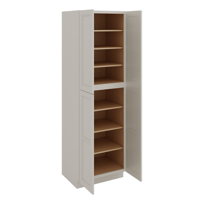 96" Tall Pantry 27LGDS Laguna Gray Double Shaker Cabinet 18", 24" & 30" Wide