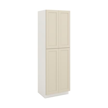 96" Tall Pantry Manhattan Cream Shaker 1-1/4" Overlay Cabinet 18", 24" & 30" Wide