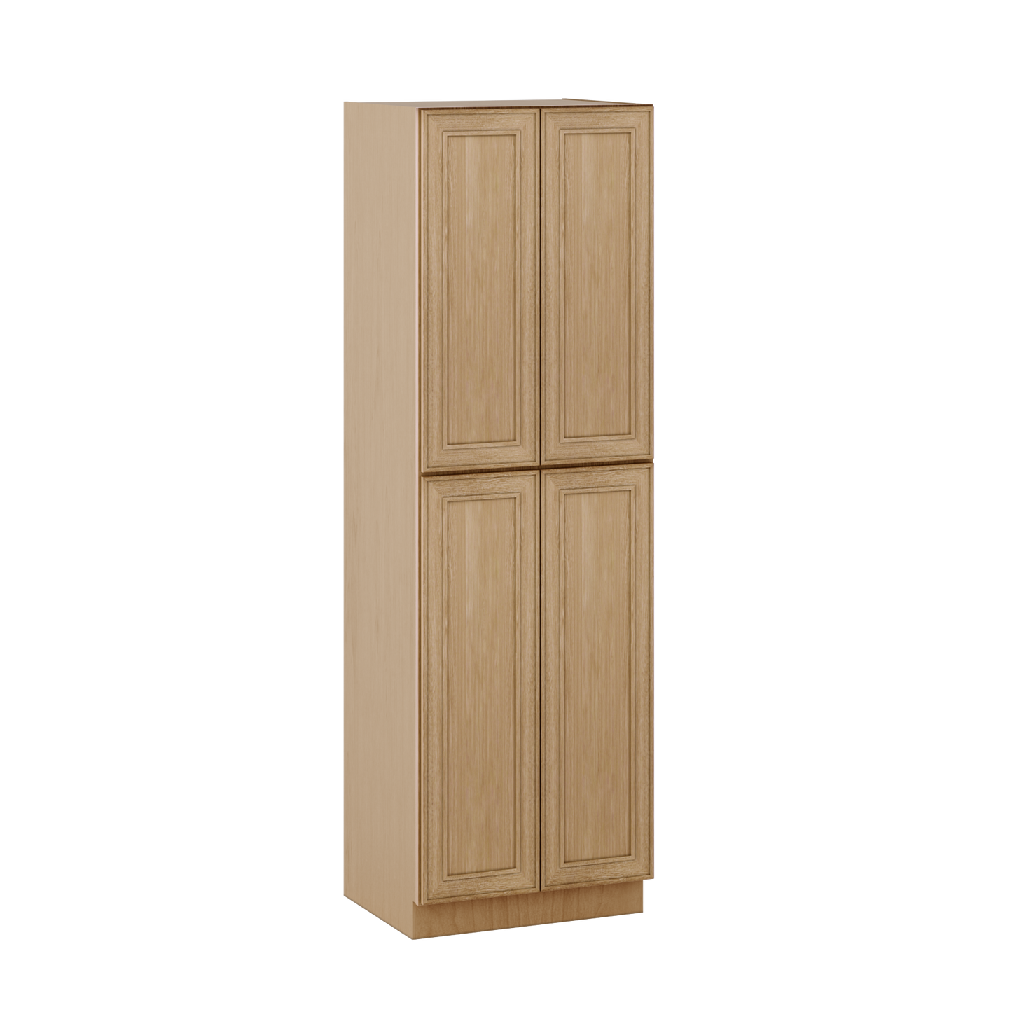 96" Tall Pantry Elegant Oak Craftsman Shaker 1-1/4" Overlay Cabinet 18", 24" & 30" Wide