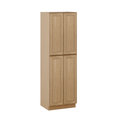 96" Tall Pantry Elegant Oak Craftsman Shaker 1-1/4" Overlay Cabinet 18", 24" & 30" Wide