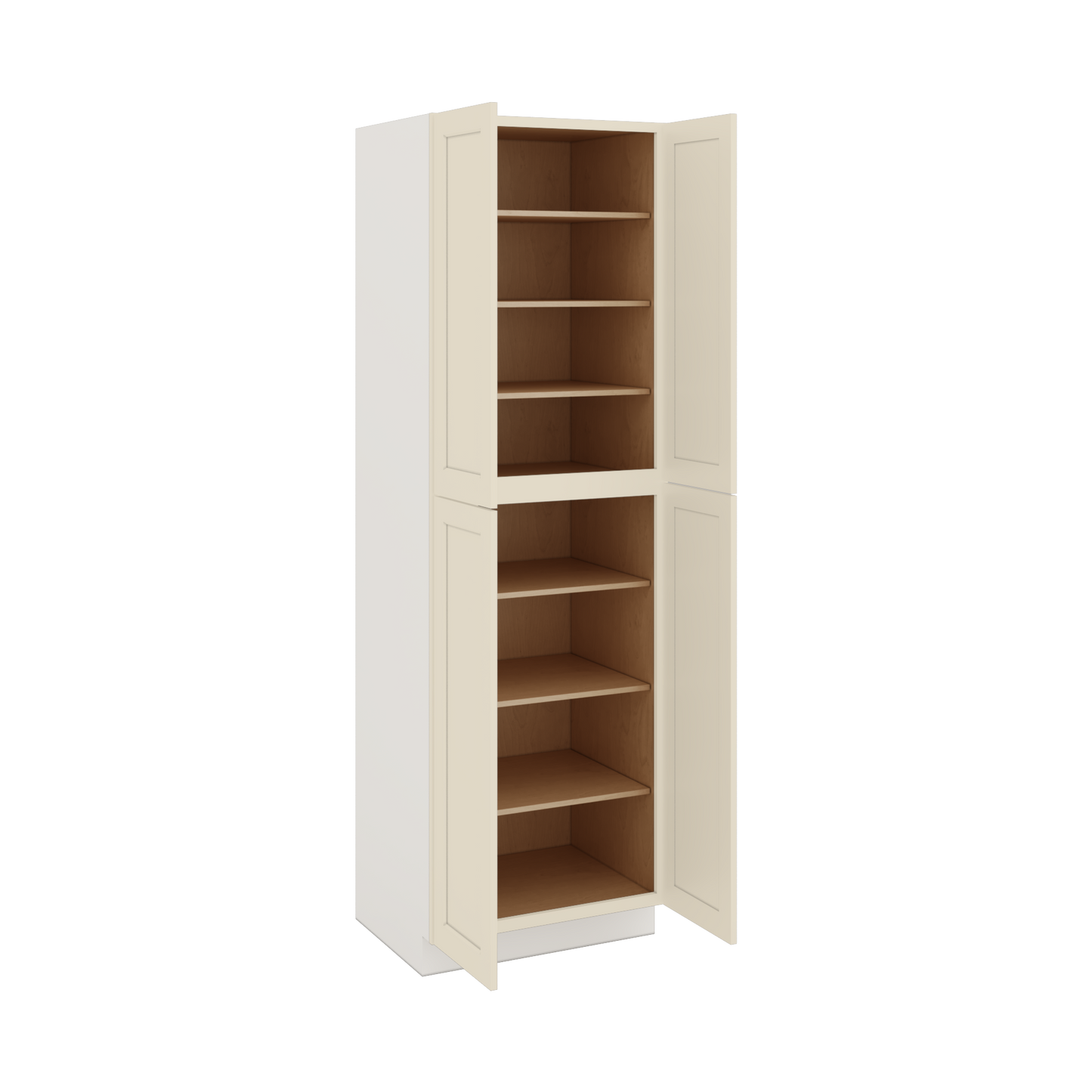 96" Tall Pantry Manhattan Cream Shaker 1-1/4" Overlay Cabinet 18", 24" & 30" Wide