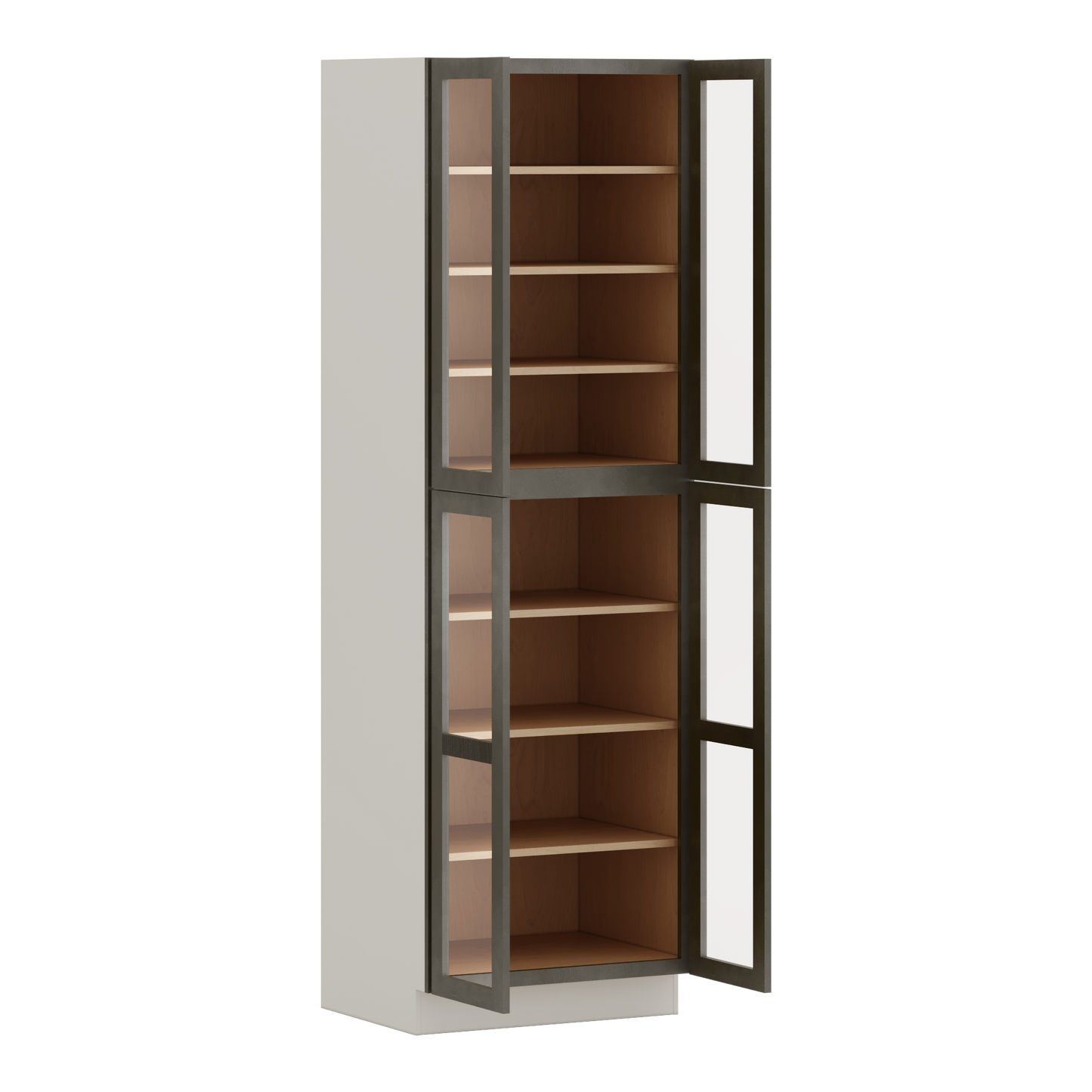 96" Tall Pantry Huntington Cinder Double Shaker Glass Ready Wall Cabinet 18", 24" & 30" Wide