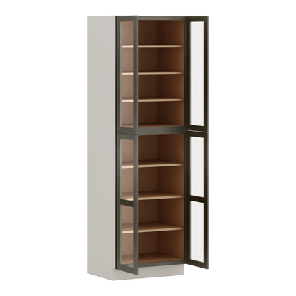 96" Tall Pantry Huntington Cinder Double Shaker Glass Ready Wall Cabinet 18", 24" & 30" Wide