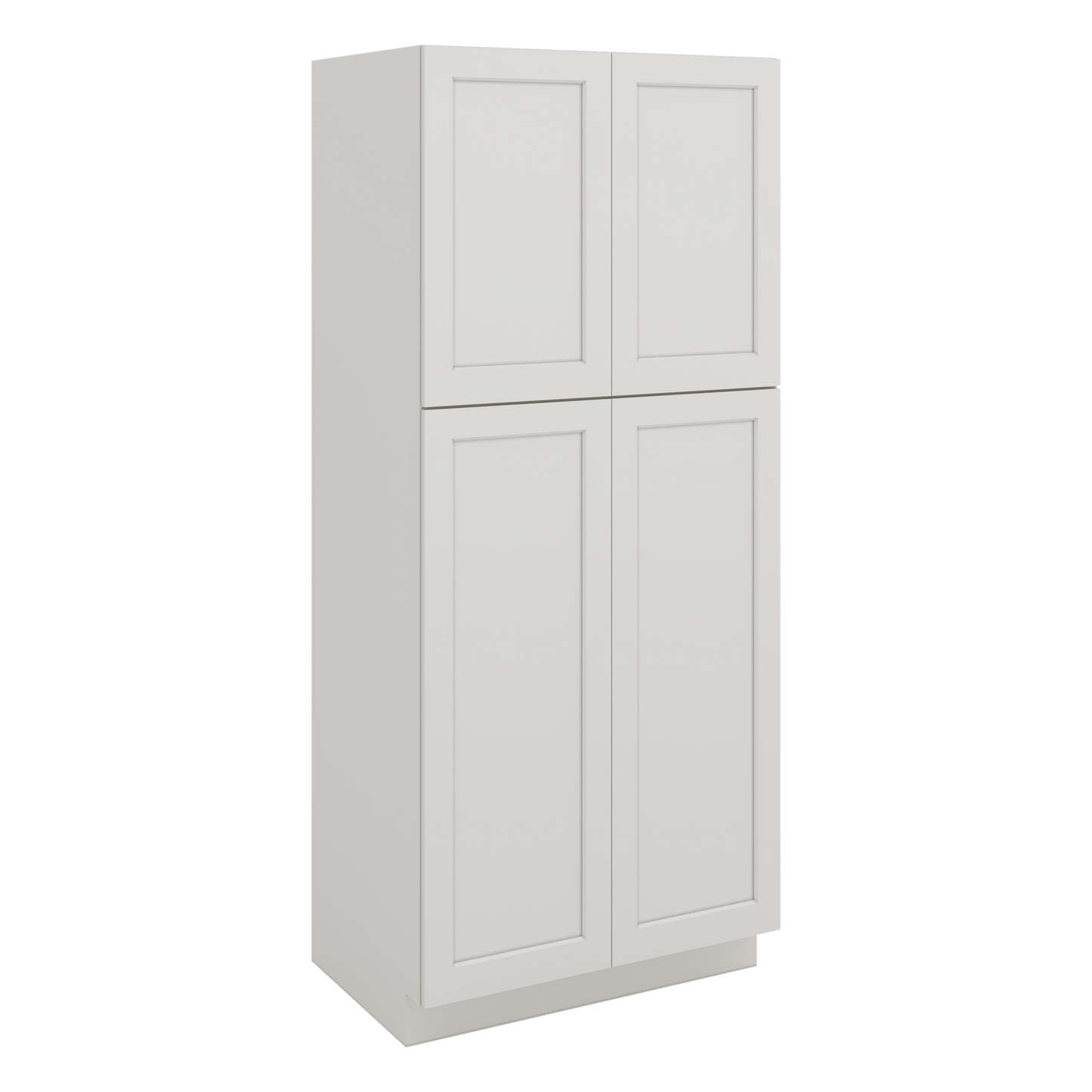 84" Tall Pantry ICE White Shaker 1-1/4" Overlay Cabinet Available 18", 24", 30"  & 36" Wide CWS/CWB