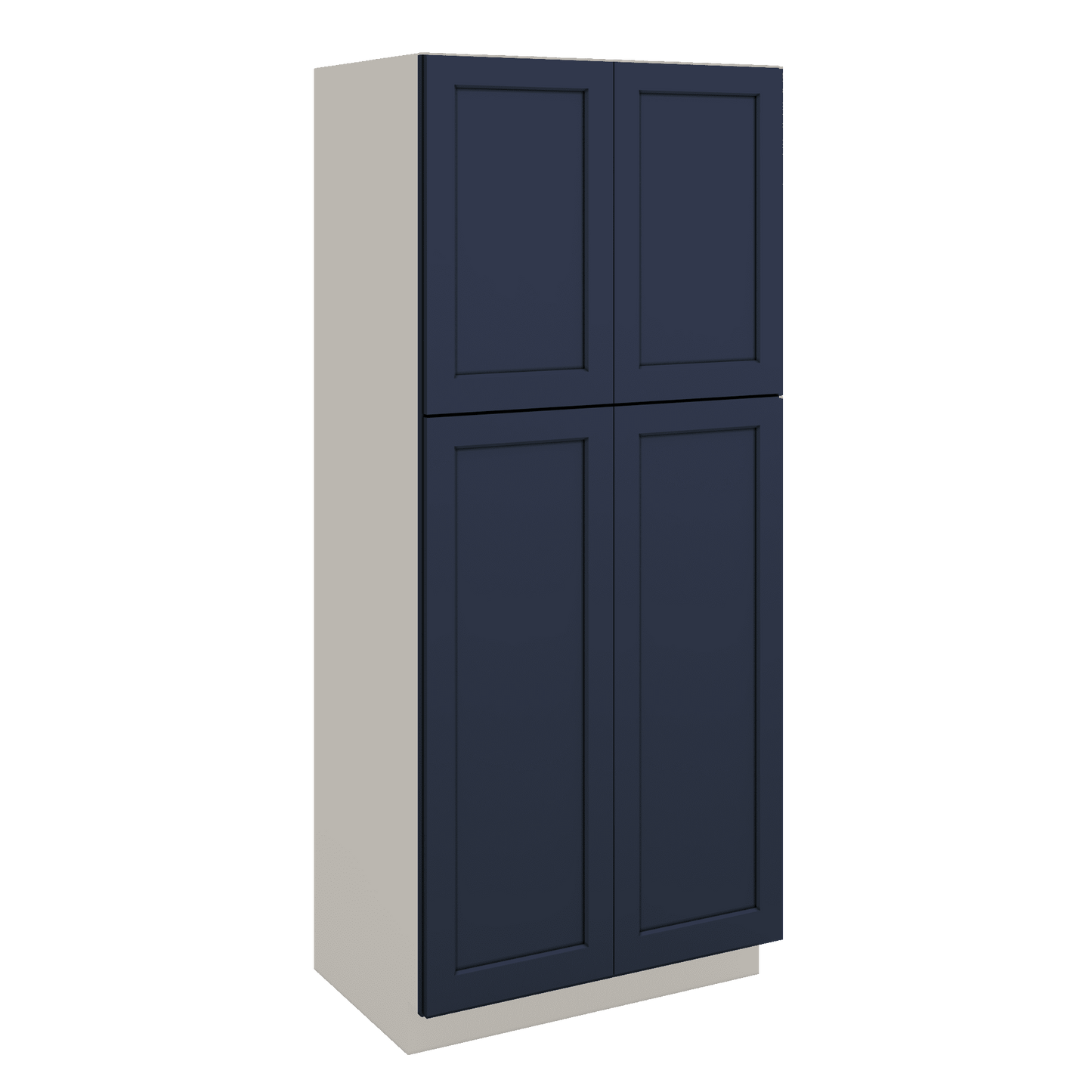 84" Tall Pantry 29NB Naval Blue Shaker 1-1/4" Overlay Cabinet Available 18", 24", 30"  & 36" Wide