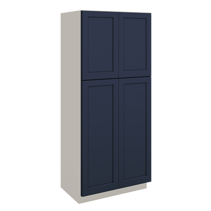 84" Tall Pantry 29NB Naval Blue Shaker 1-1/4" Overlay Cabinet Available 18", 24", 30"  & 36" Wide