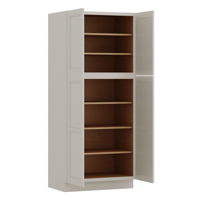84" Tall Pantry 27LGDS Laguna Gray Double Shaker Cabinet Available 18", 24", 30"  & 36" Wide