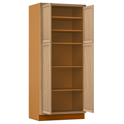 Pantry White Oak Inset Shaker Cabinet 84" Tall 18", 21", 24", 27", 30", 33" & 36" Wide