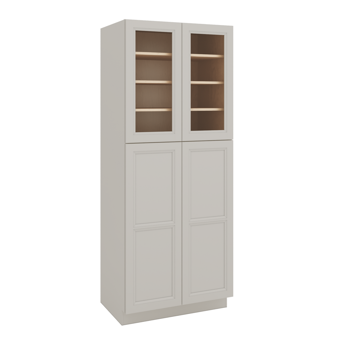 90" Tall Pantry 27LGDS Laguna Gray Double Shaker Glass Ready Cabinet 18", 24" & 30" Wide