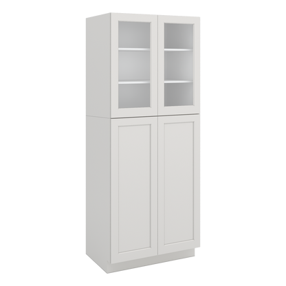 90" Tall Pantry 2WS White Shaker 1-1/4" Overlay Glass Ready Cabinet 18", 24" & 30" Wide